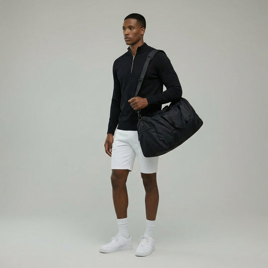 Men's Knitted Zip Long Sleeve Sweater - Tencel & Cotton & Silk