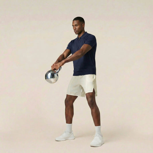 Men's Knitted Short Sleeve Polo - Tencel & Cotton & Silk