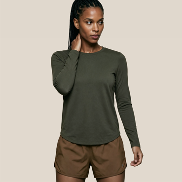 Women's Knitted Long-Sleeve Shirt - Tencel & Cotton & Silk
