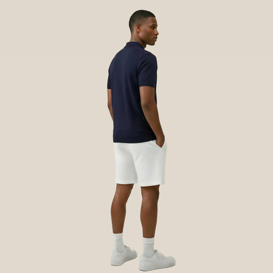 Men's Knitted Short Sleeve Polo - Tencel & Cotton & Silk