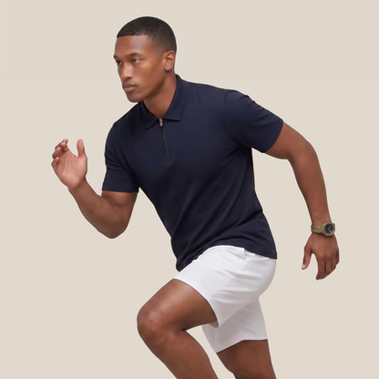 Men's Knitted Short Sleeve Polo - Tencel & Cotton & Silk