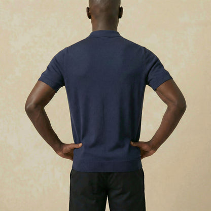 Men's Navy Tencel Blend Polo