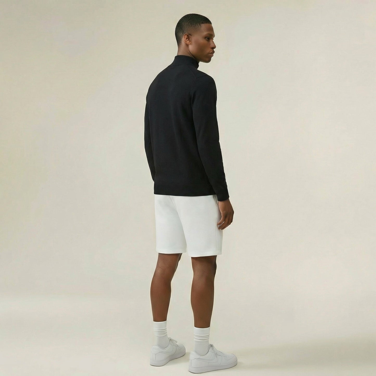 Men's Knitted Zip Long Sleeve Sweater - Tencel & Cotton & Silk