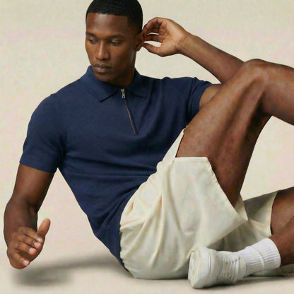 Men's Navy Tencel Blend Polo