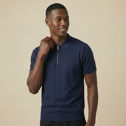 Men's Navy Tencel Blend Polo