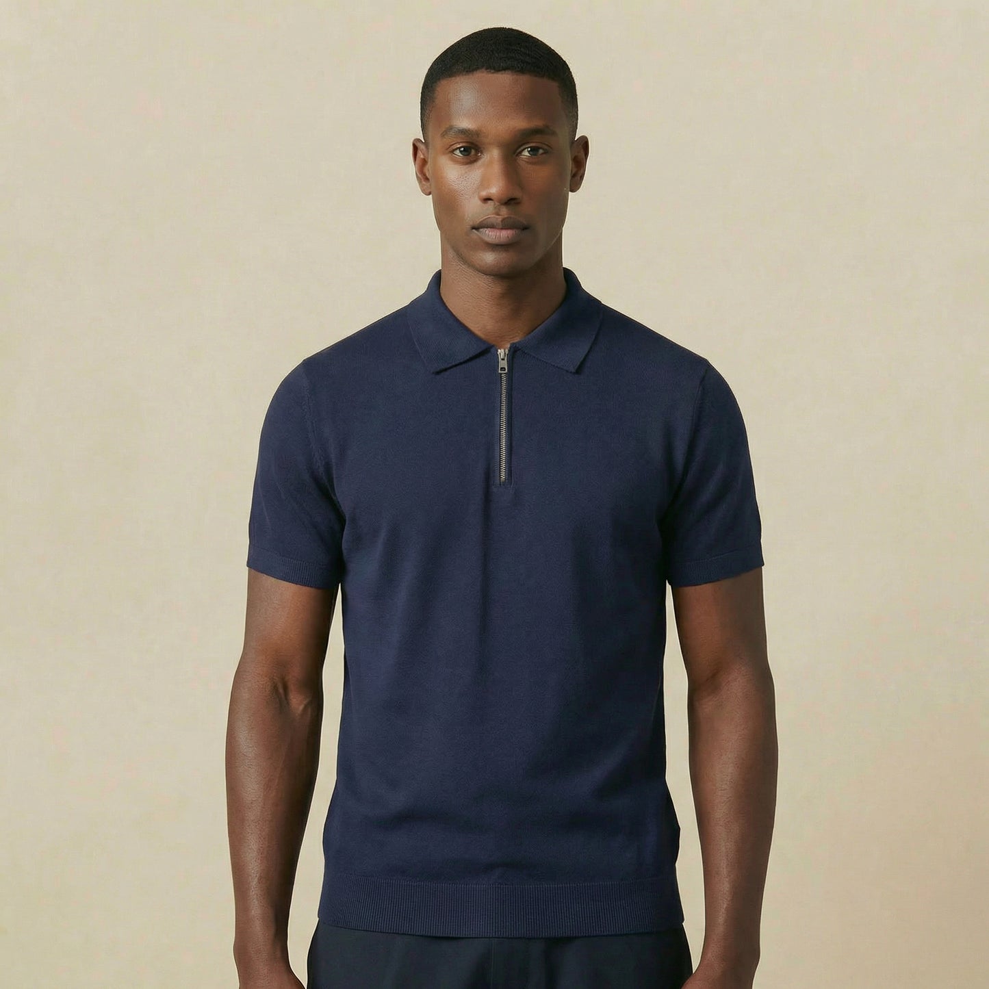 Men's Navy Tencel Blend Polo