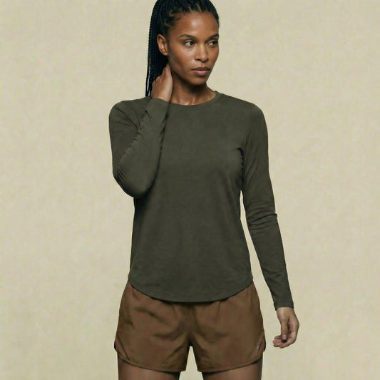 Women's Knitted Long-Sleeve Shirt - Tencel & Cotton & Silk