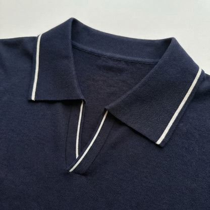 Women's Knitted Short Sleeve Polo - Tencel & Cotton & Silk