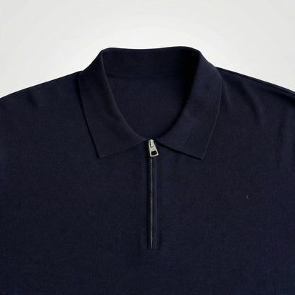 Men's Knitted Short Sleeve Polo - Tencel & Cotton & Silk