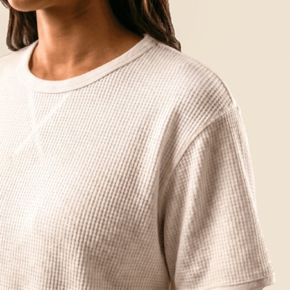 Women's Short Sleeve Relaxed Shirt in Waffle - Athletic Knit