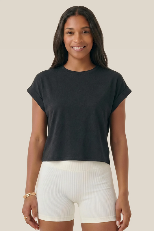 Women's Knitted Short Sleeve Shirt - Linen&Cotton