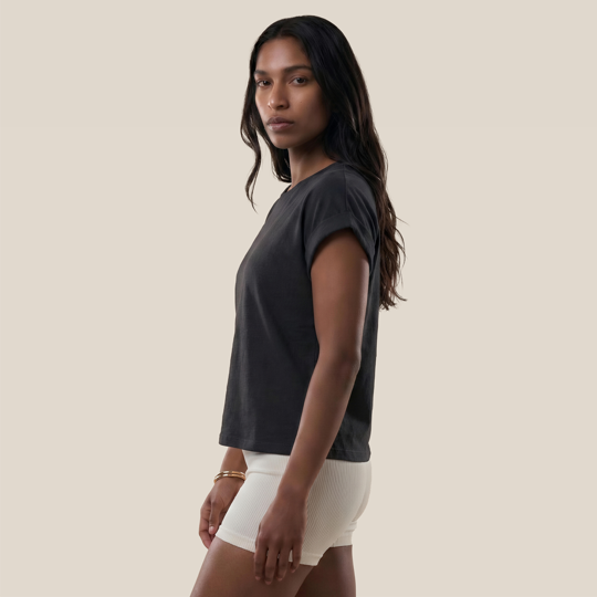 Women's Knitted Short Sleeve Shirt - Linen&Cotton