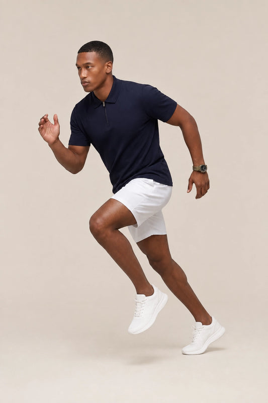 Men's Knitted Short Sleeve Polo - Tencel & Cotton & Silk