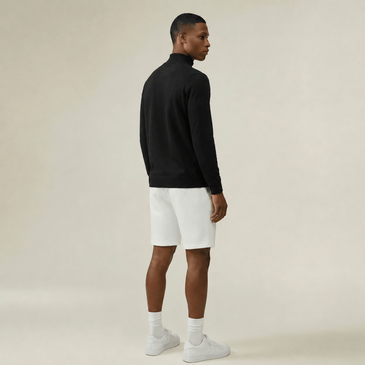 Men's Knitted Zip Long Sleeve Sweater - Tencel & Cotton & Silk