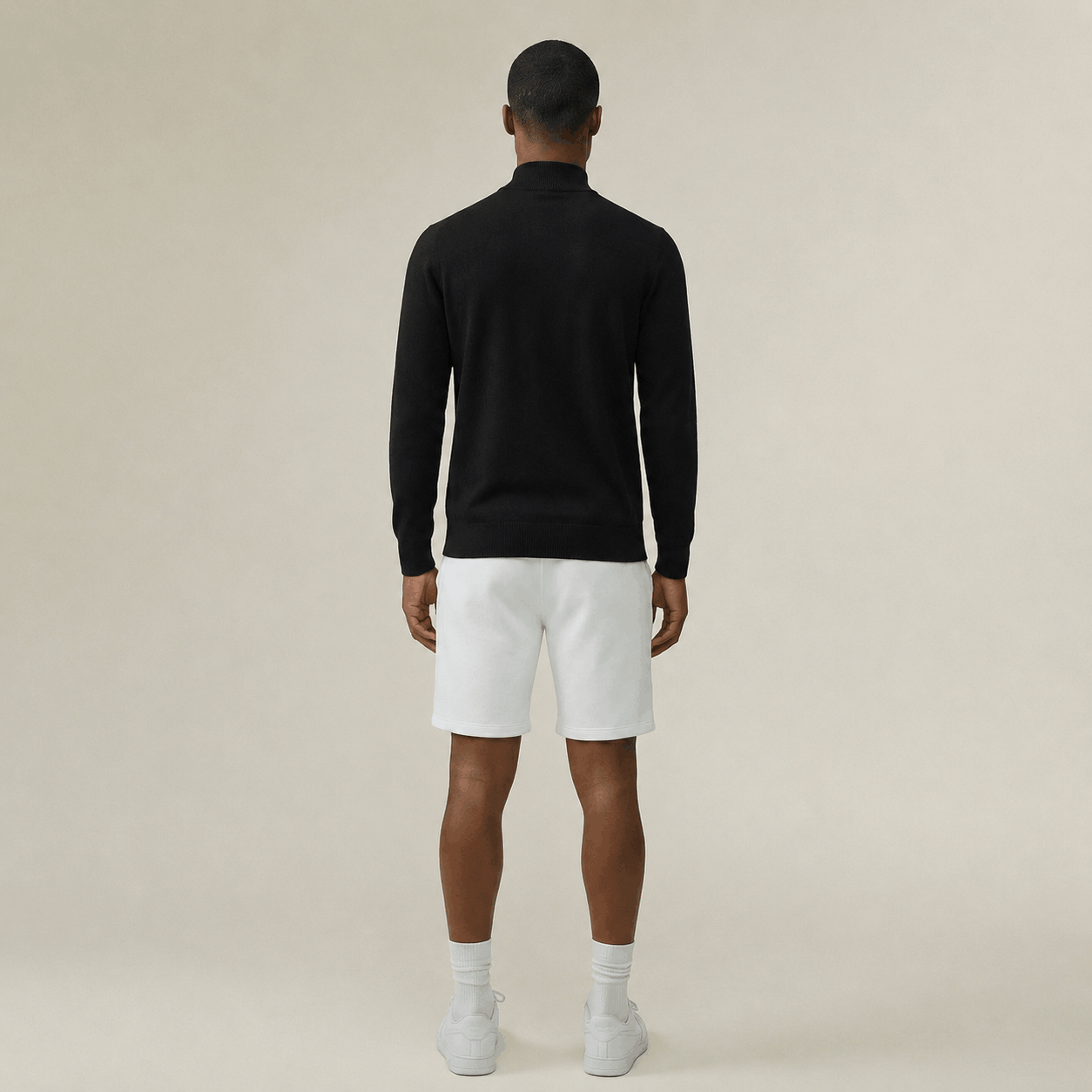 Men's Knitted Zip Long Sleeve Sweater - Tencel & Cotton & Silk