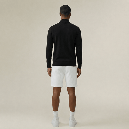 Men's Knitted Zip Long Sleeve Sweater - Tencel & Cotton & Silk