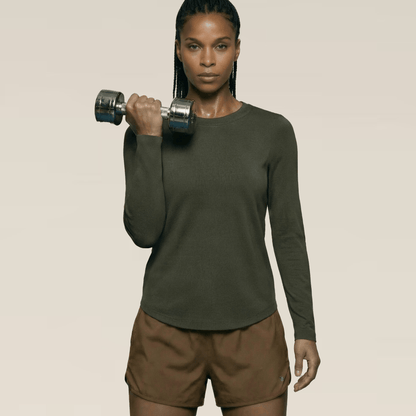 Women's Knitted Long-Sleeve Shirt - Tencel & Cotton & Silk