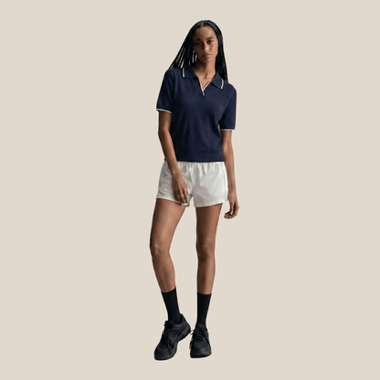 Women's Knitted Short Sleeve Polo - Tencel & Cotton & Silk