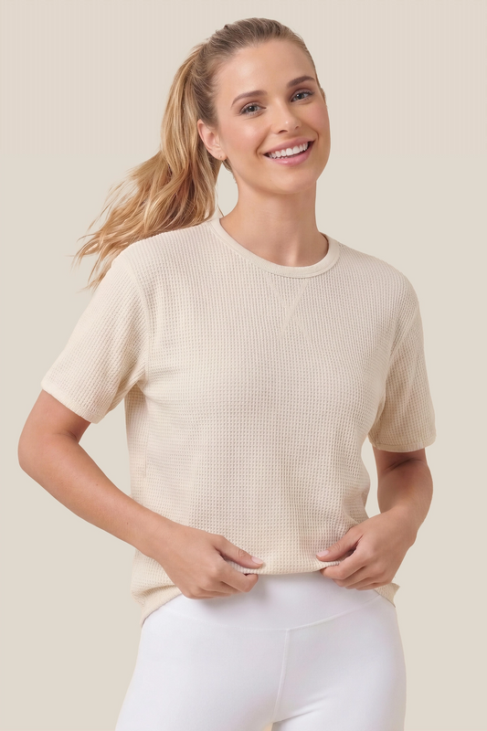 Women's Short Sleeve Relaxed Shirt in Waffle - Athletic Knit