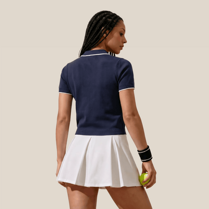 Women's Knitted Short Sleeve Polo - Tencel & Cotton & Silk